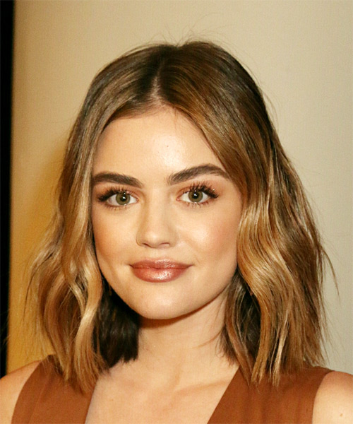 Image of Lucy Hale with wavy blunt haircut