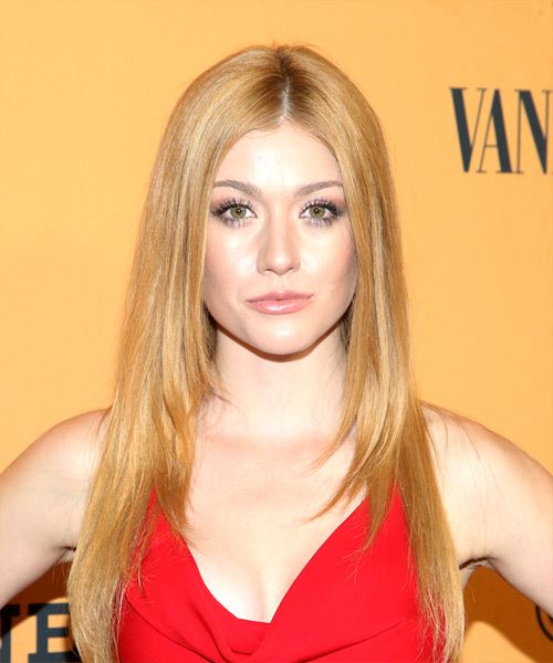 Katherine McNamara Long Straight Blonde Hairstyle with Medium Hair Density