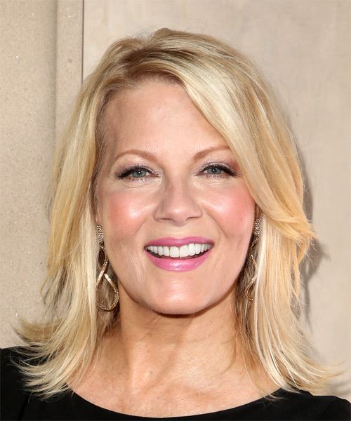 Barbara Niven Medium Straight   Light Blonde   Hairstyle with Side Swept Bangs