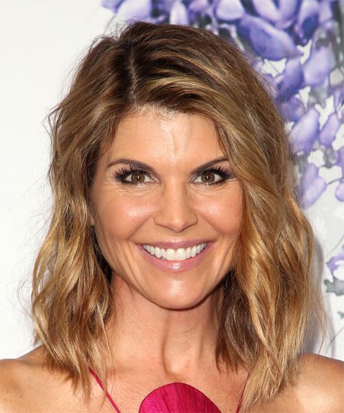 Lori Loughlin Medium Wavy Light Brunette Bob Haircut