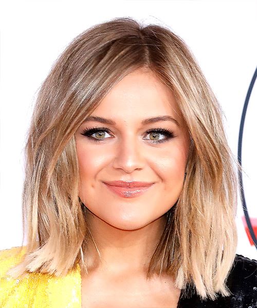 Kelsea Ballerini Medium Straight    Blonde and Light Blonde Two-Tone Bob