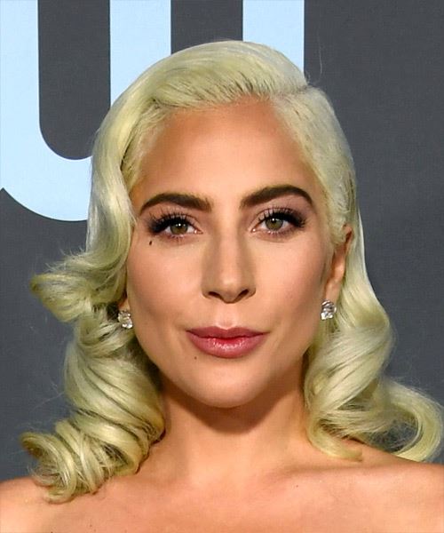 Lady Gaga Medium Wavy   Light Blonde and Yellow Two-Tone   Hairstyle  