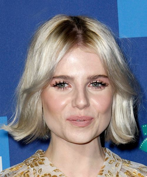 Lucy Boynton Straight   Light Blonde with Layered Bangs