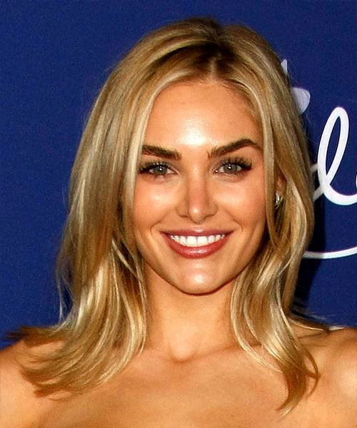 Michelle Randolph Long Straight    Blonde   Hairstyle with Layered Bangs  and Light Blonde Highlights