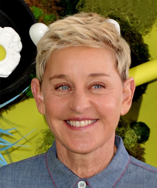 Ellen DeGeneres     Light Blonde Pixie  Cut  