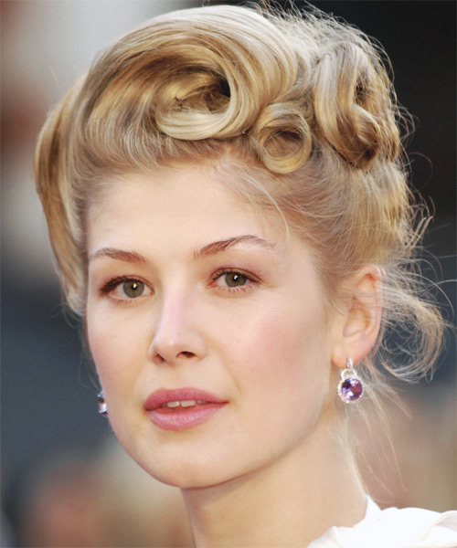Rosamund Pike Long Curly     Hairstyle  