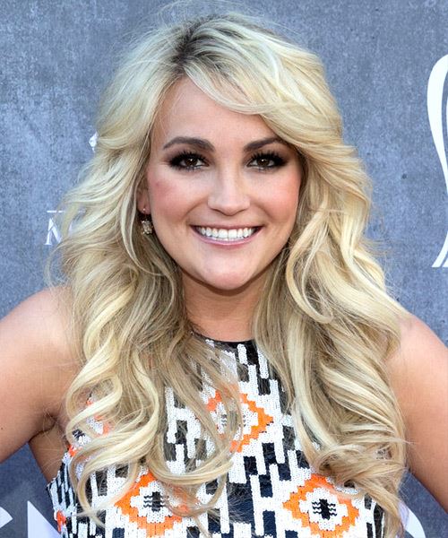 Jamie Lynn Spears Long Wavy   Light Grey   Hairstyle   with  Grey Highlights
