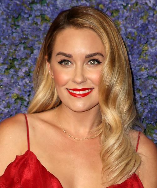Lauren Conrad Long Wavy    Blonde   Hairstyle with Side Swept Bangs  and  Blonde Highlights
