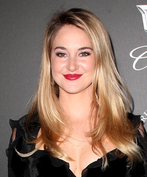 Shailene Woodley Long Straight   Light Brunette Asymmetrical  Hairstyle with Side Swept Bangs  and Light Blonde Highlights