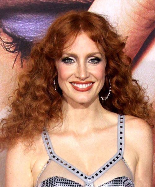 Jessica Chastain Long Curly    Red   Hairstyle