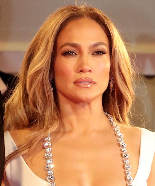 Jennifer Lopez Long Wavy   Light Brunette   Hairstyle   with  Blonde Highlights