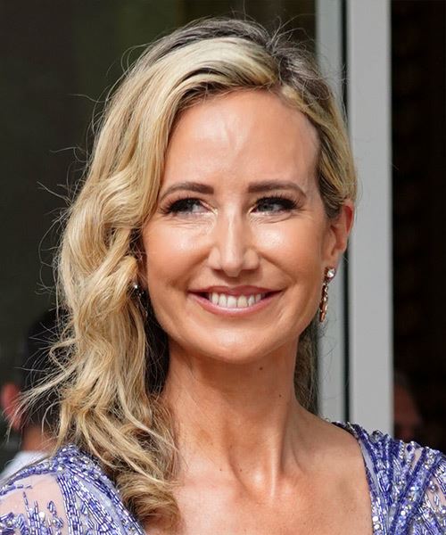 Victoria Hervey Long Wavy   Light Blonde   with Side Swept Bangs