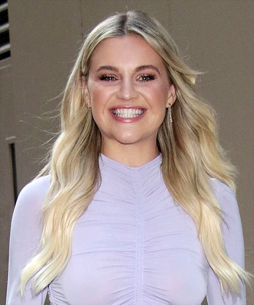 Kelsea Ballerini Long Wavy    Blonde and Light Blonde Two-Tone   Hairstyle