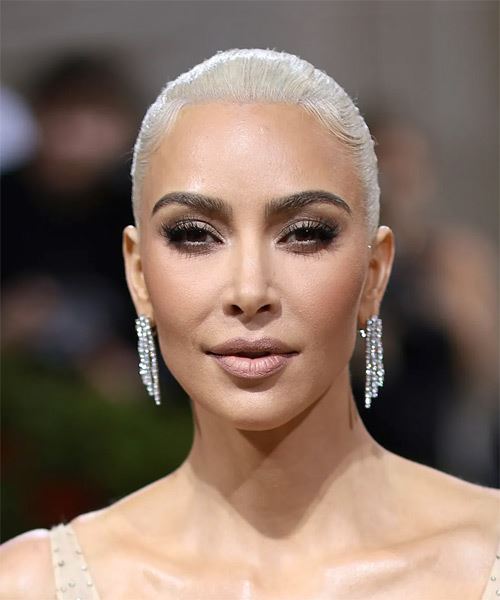 Kim Kardashian Long Straight   White  Updo Hairstyle