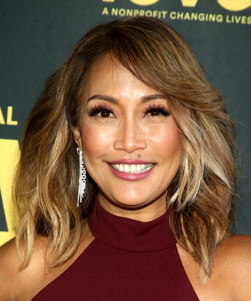 Carrie Ann Inaba Medium Straight    Brunette   Hairstyle   with Light Blonde Highlights