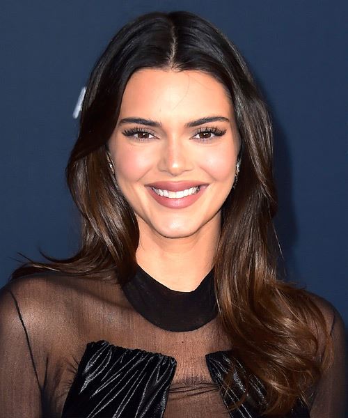 Kendall Jenner Long Waves With Long Curtain Bangs