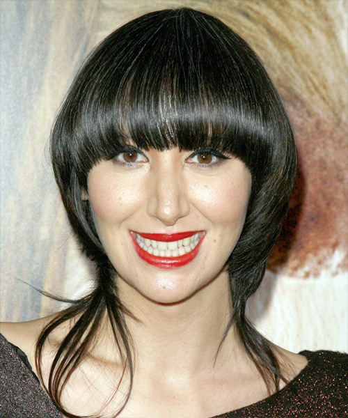 Image of Long bob with blunt bangs Karen hairstyle