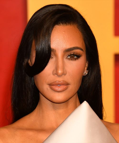 Kim Kardashian Hairstyle With Accent Curl - side view