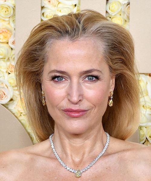 Gillian Anderson Long Grey Pull-Back Hairstyle - side view