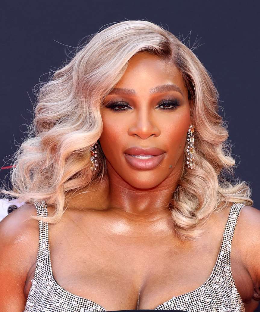 Serena Williams Medium-Length Blonde Hairstyle With Bold Curls