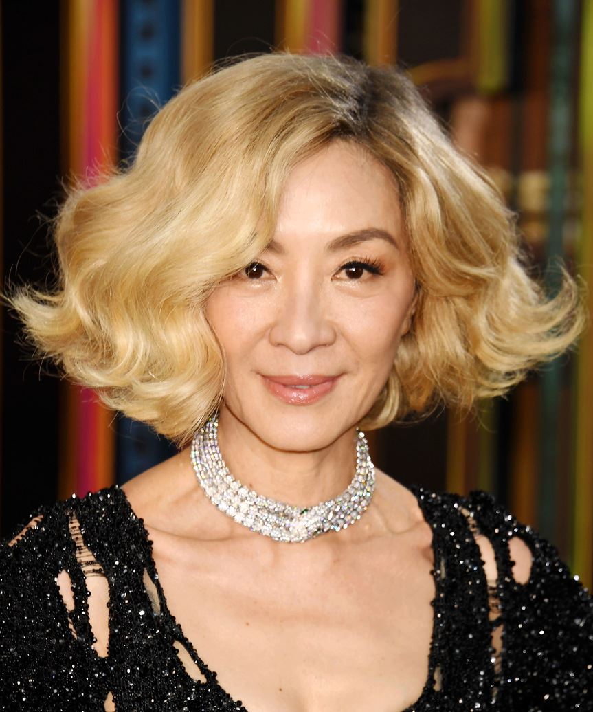 Michelle Yeoh Blonde Bob Haircut With Waves