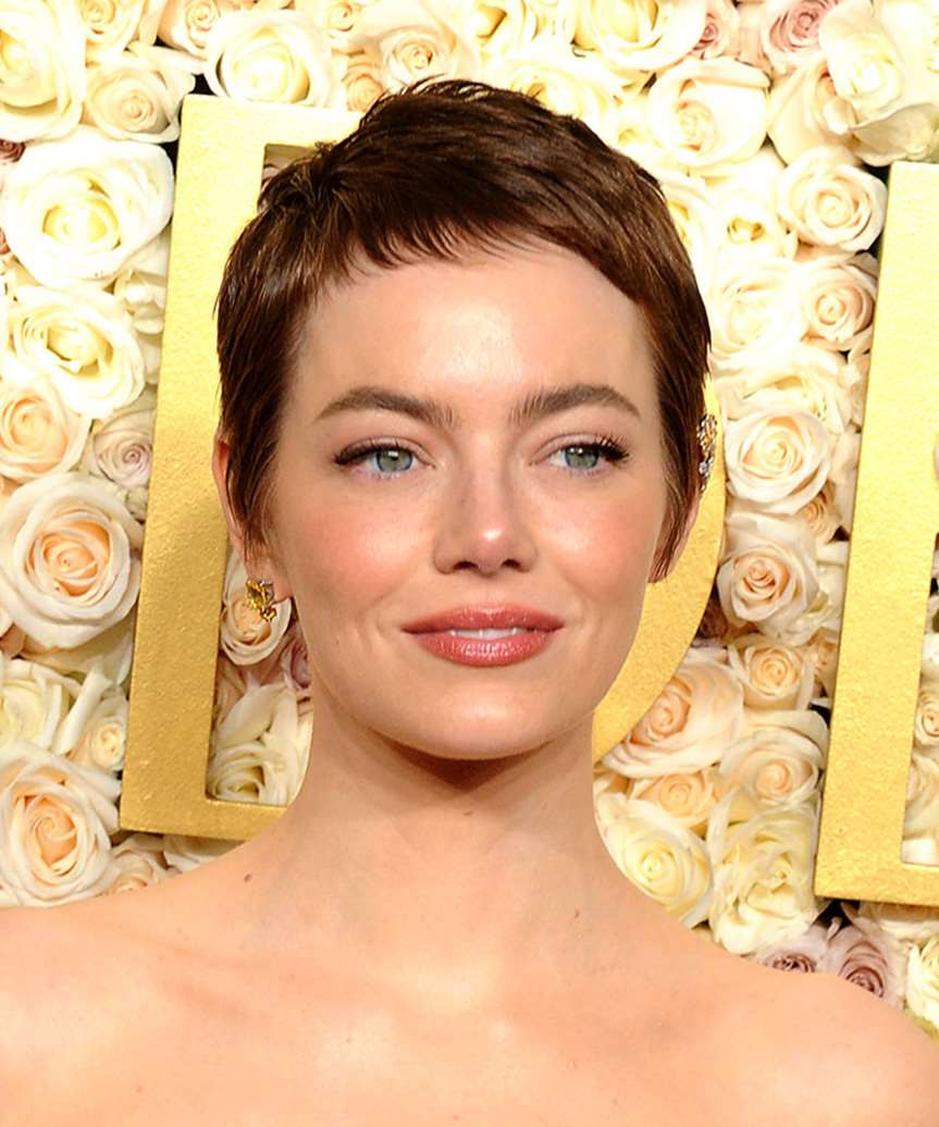 Emma Stone Pixie Hair Cut - Golden Globe Awards 2025