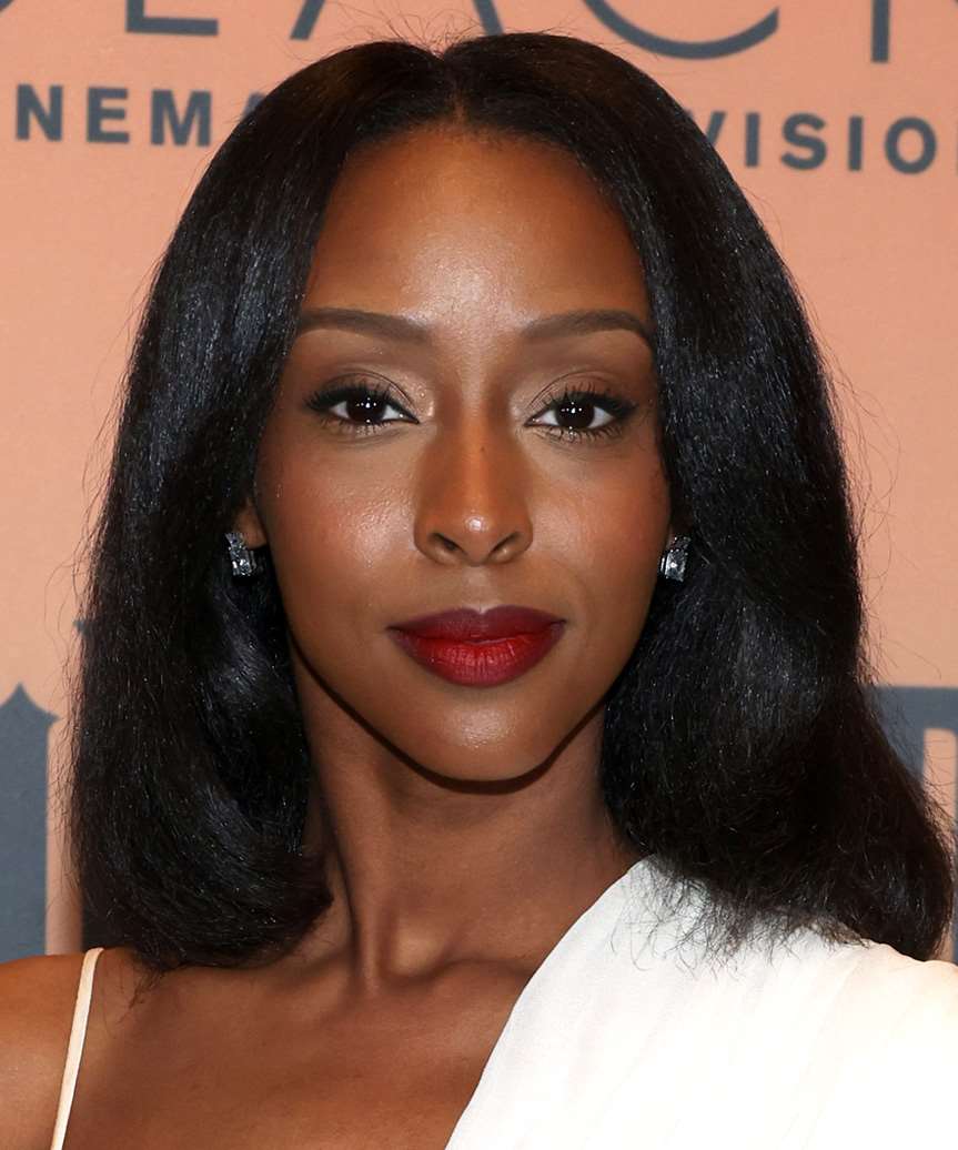 Ebony Obsidian Blow-Waved Hairstyle With Middle Part