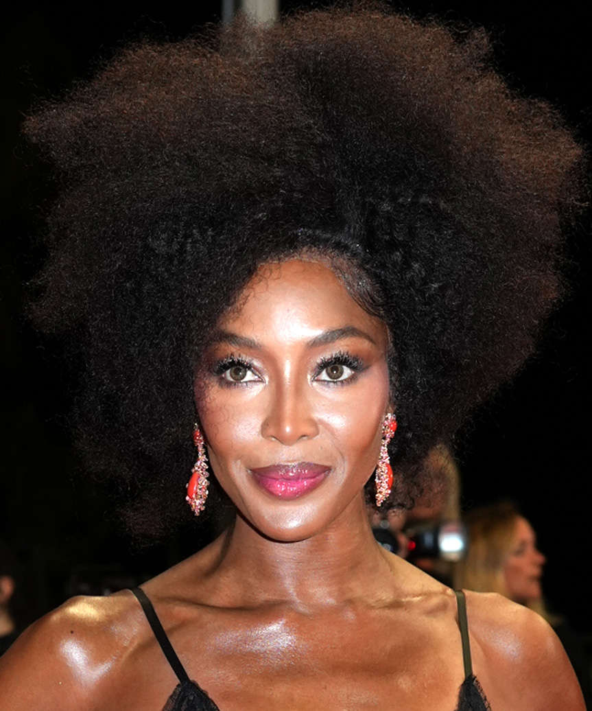 Naomi Campbell Bold Afro Hairstyle