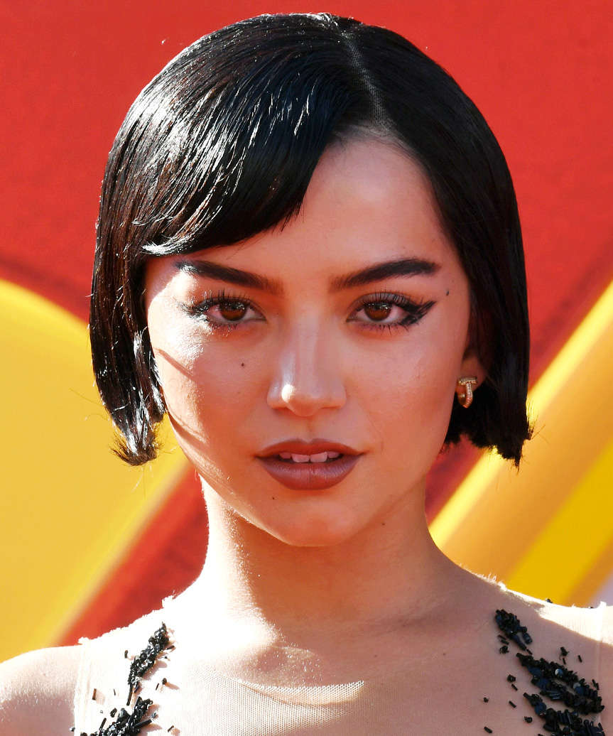Isabela Merced Edgy Black Bob Haircut With Flicked Ends