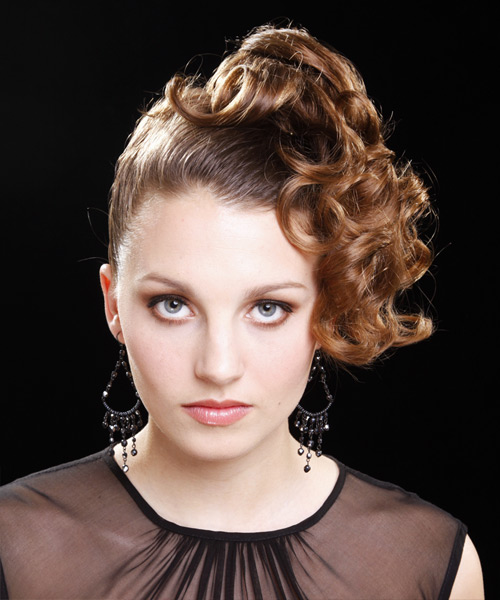 Long curly upstyle with a high ponytail