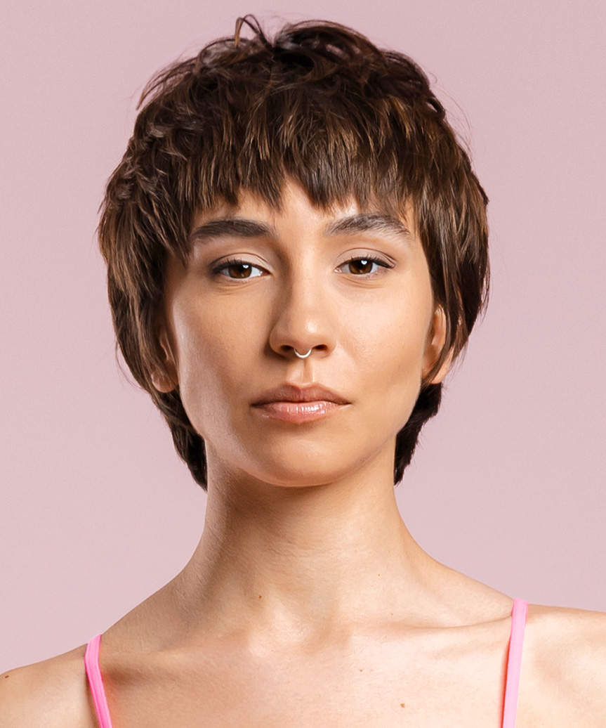 Textured Shaggy Pixie Cut With Choppy Micro Bangs