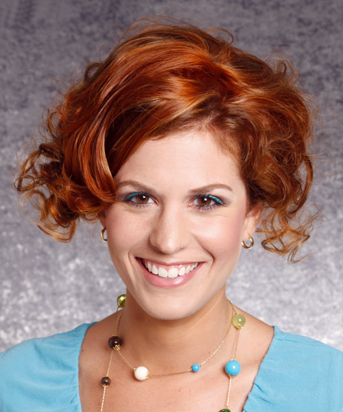  Dark Copper-Red Hairstyle With Curls - side view