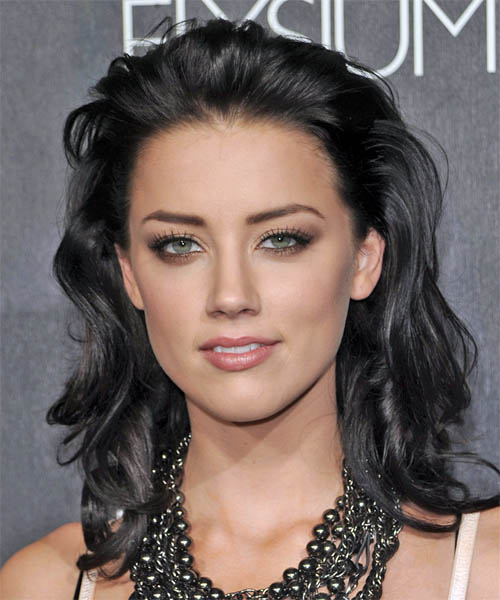 Amber Heard Long Wavy   Black