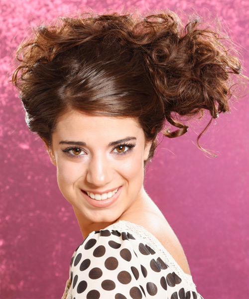 Long Curly    Chocolate Brunette  Updo Hairstyle