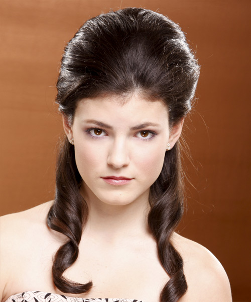 Glamorous Half Up Half Down Chocolate Brunette Hairstyle