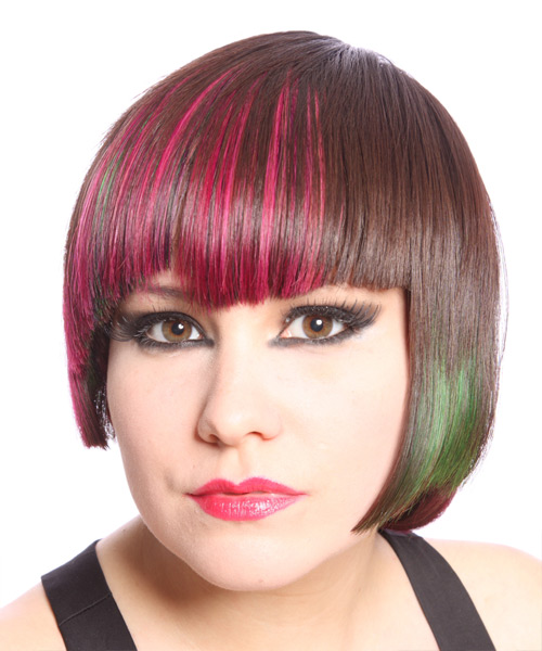 Straight Multi-Colored Hairstyle With Asymmetrical Bangs