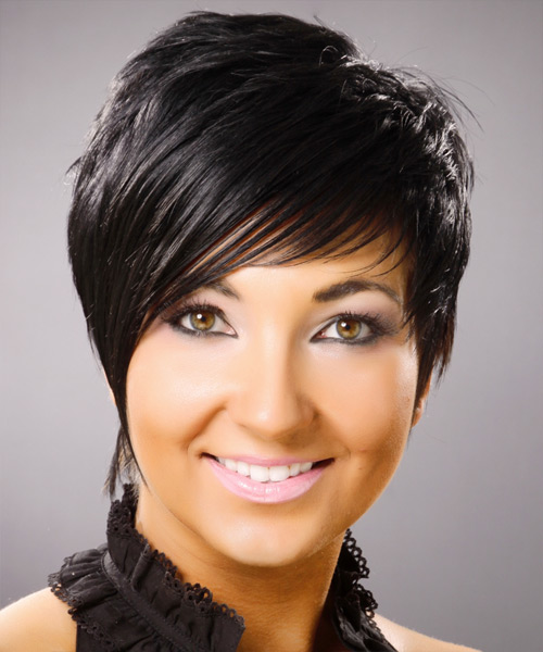Short Shiny Black Hairstyle With Maximum Texture And Definition