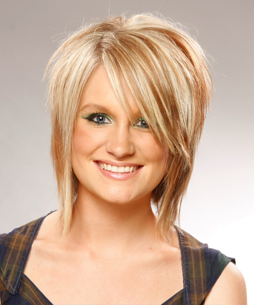 Medium Straight   Light Blonde   Hairstyle