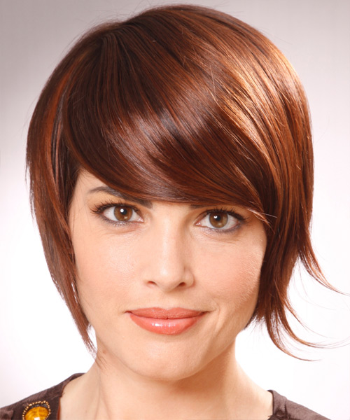 Short School hairstyle with side-swept bangs