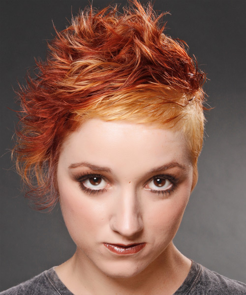 Short Wavy    Bright Red   Hairstyle