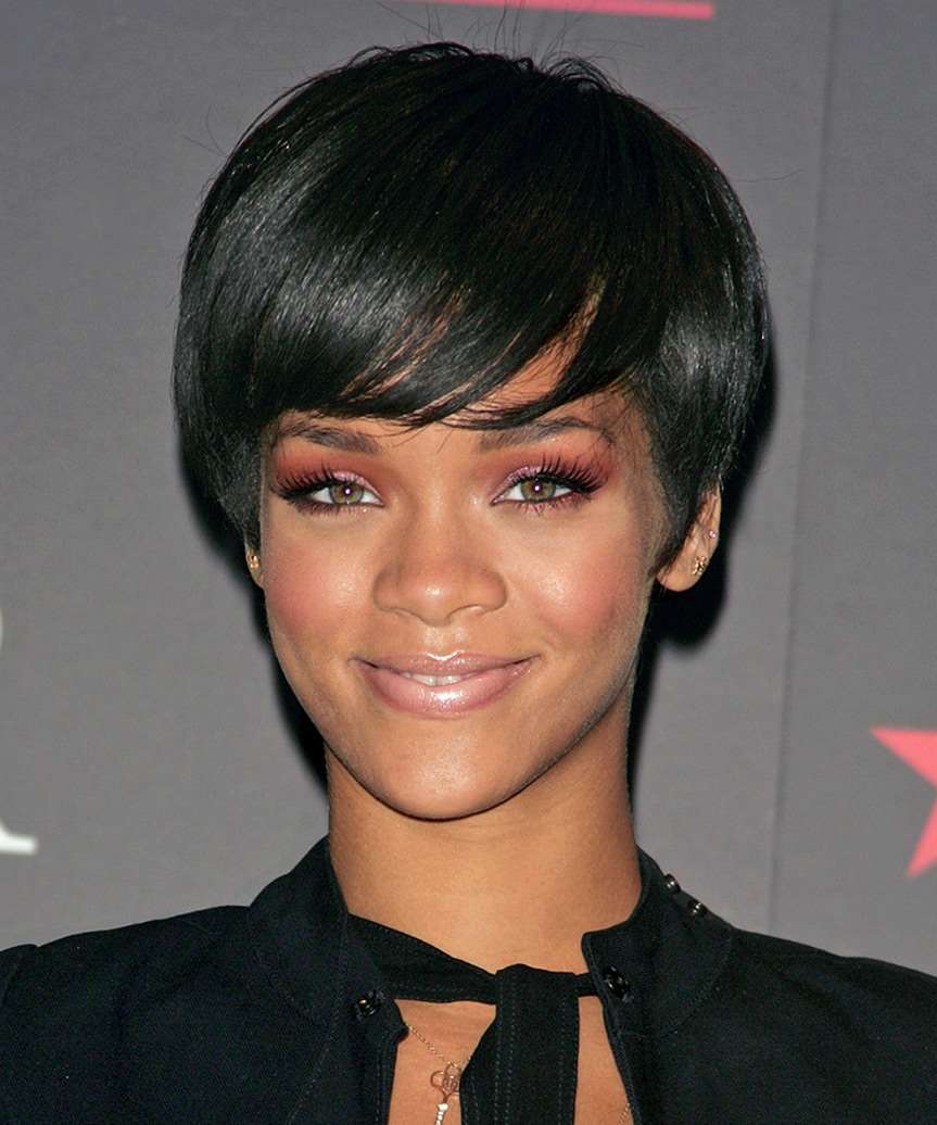 Rihanna Short Straight Black Hairstyle Visual Story