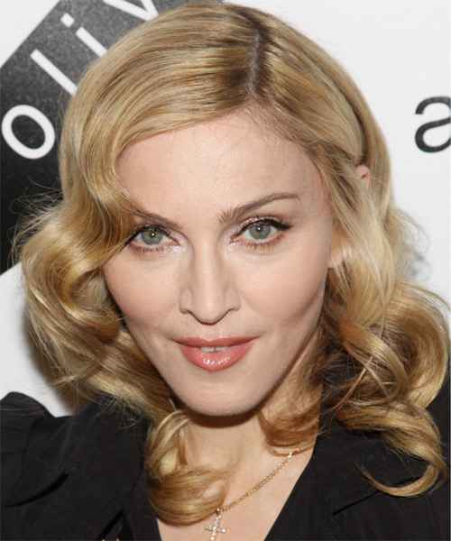 Madonna Medium Wavy Blonde Hairstyle