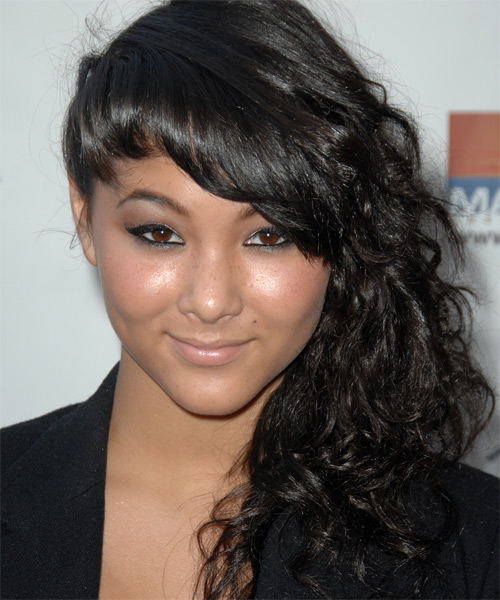 Fivel Stewart  Long Curly   Black   Half Up Hairstyle