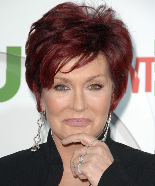 Sharon Osbourne Short Straight Red Hairstyle