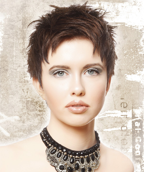 Very Short And Sassy Chocolate Brunette Hairstyle With Maximum Texture