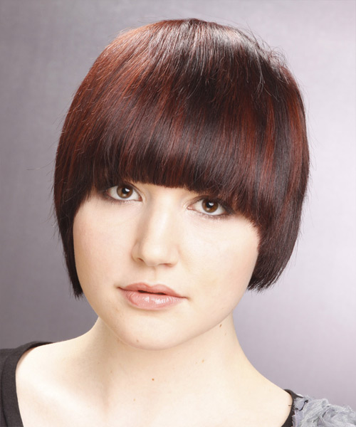 Short  Sleek Hairstyle With Blunt Cut Bangs - side view