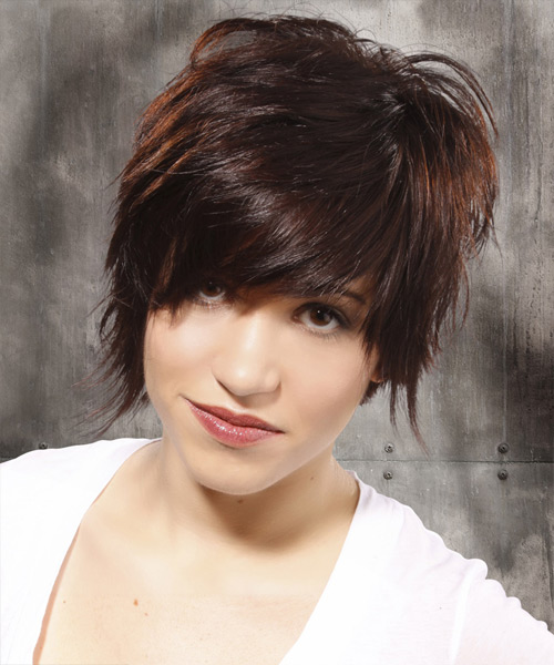 Short Shag Hairstyle With Long Bangs