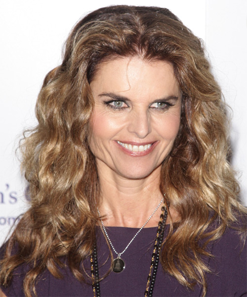 Maria Shriver Long Wavy   Dark Golden Blonde and  Brunette Two-Tone   Hairstyle