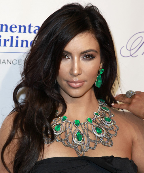 Kim Kardashian Long Wavy   Dark Mocha Brunette   Hairstyle