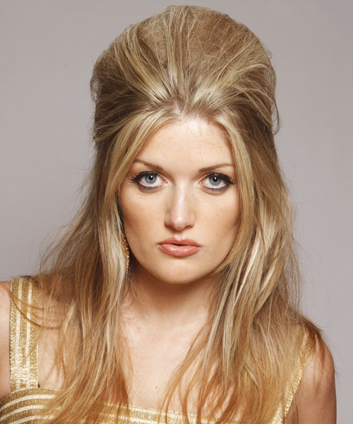   Long Straight    Golden Blonde  Half Up Hairstyle  